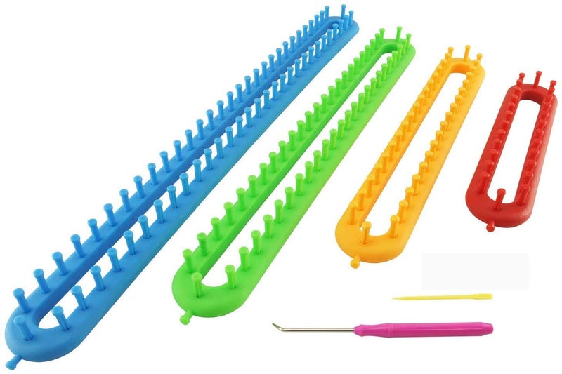 Wayion Knitting Loom Set with Hook Needle Kit Yarn Cord Knitter 4 Hat Looms Long Knitting Loom DIYfor Scarf Sweater Shawl Blankets - Image 1